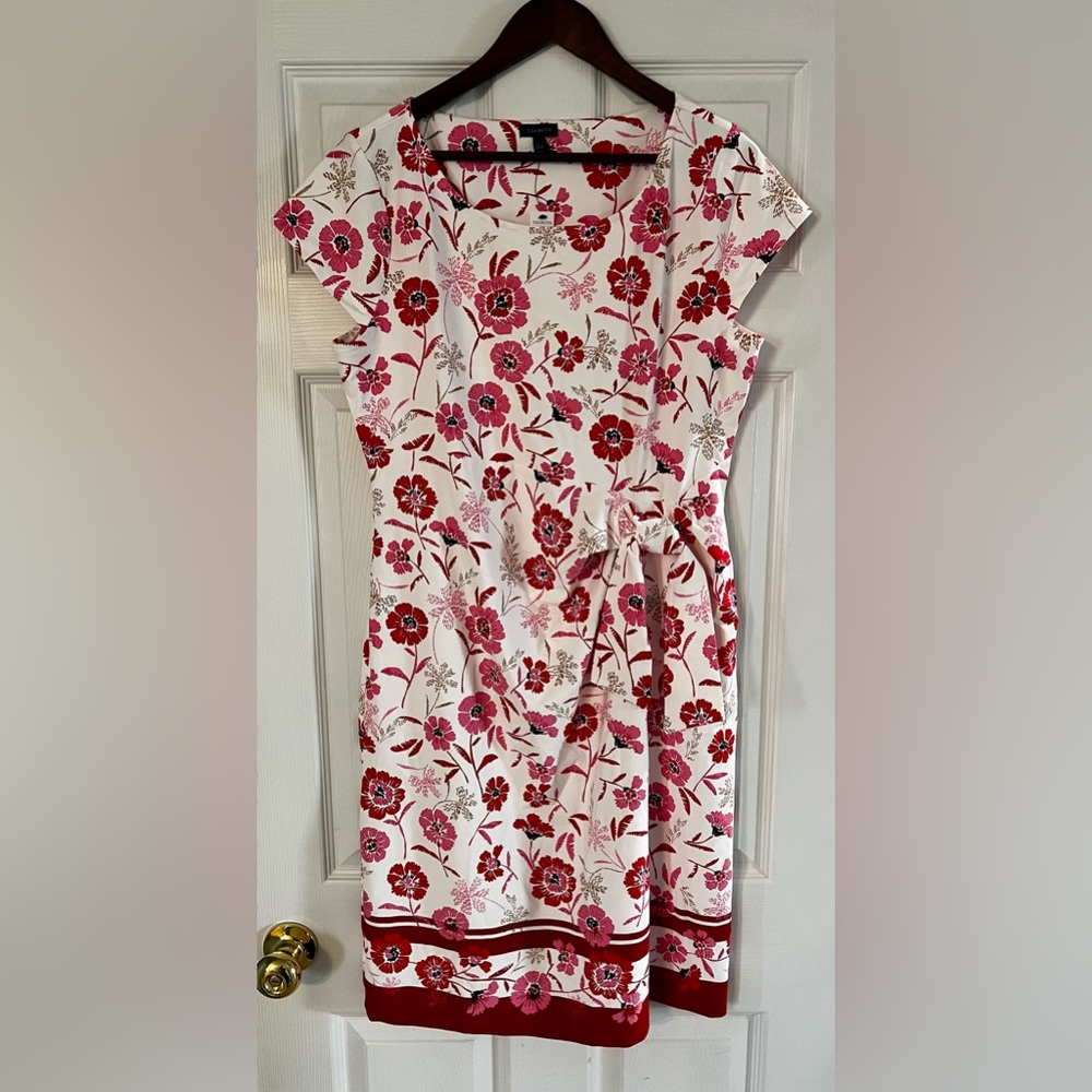 Talbots Red and Pink Jersey Floral Dress